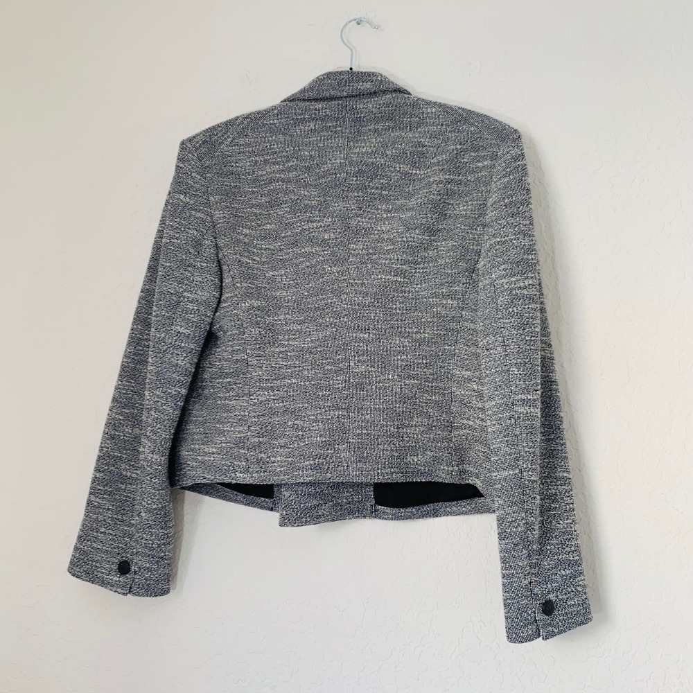 Rag‎ & Bone Blazer Women 12 Navy White Cropped Tweed Double Breasted Office Chic - Picture 4 of 14